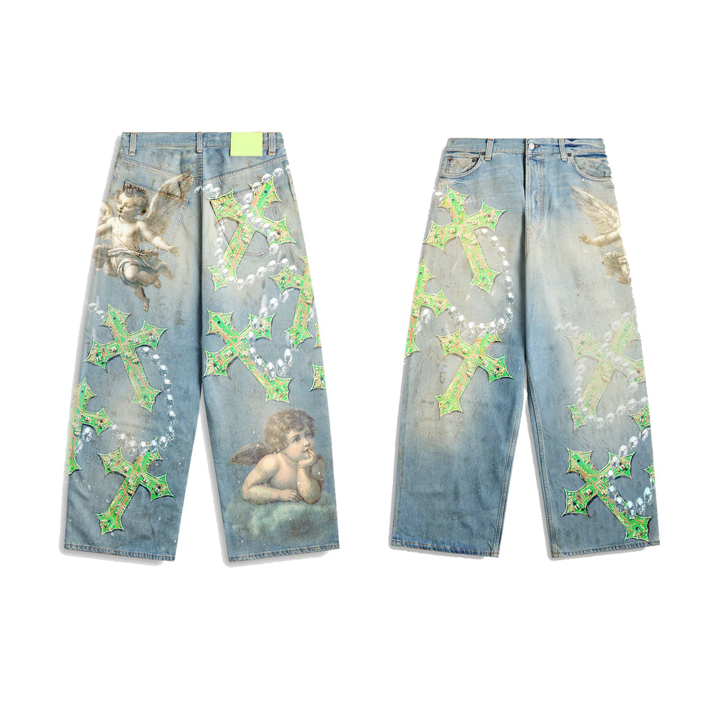 DIGITAL CROSS BAGGY DENIM