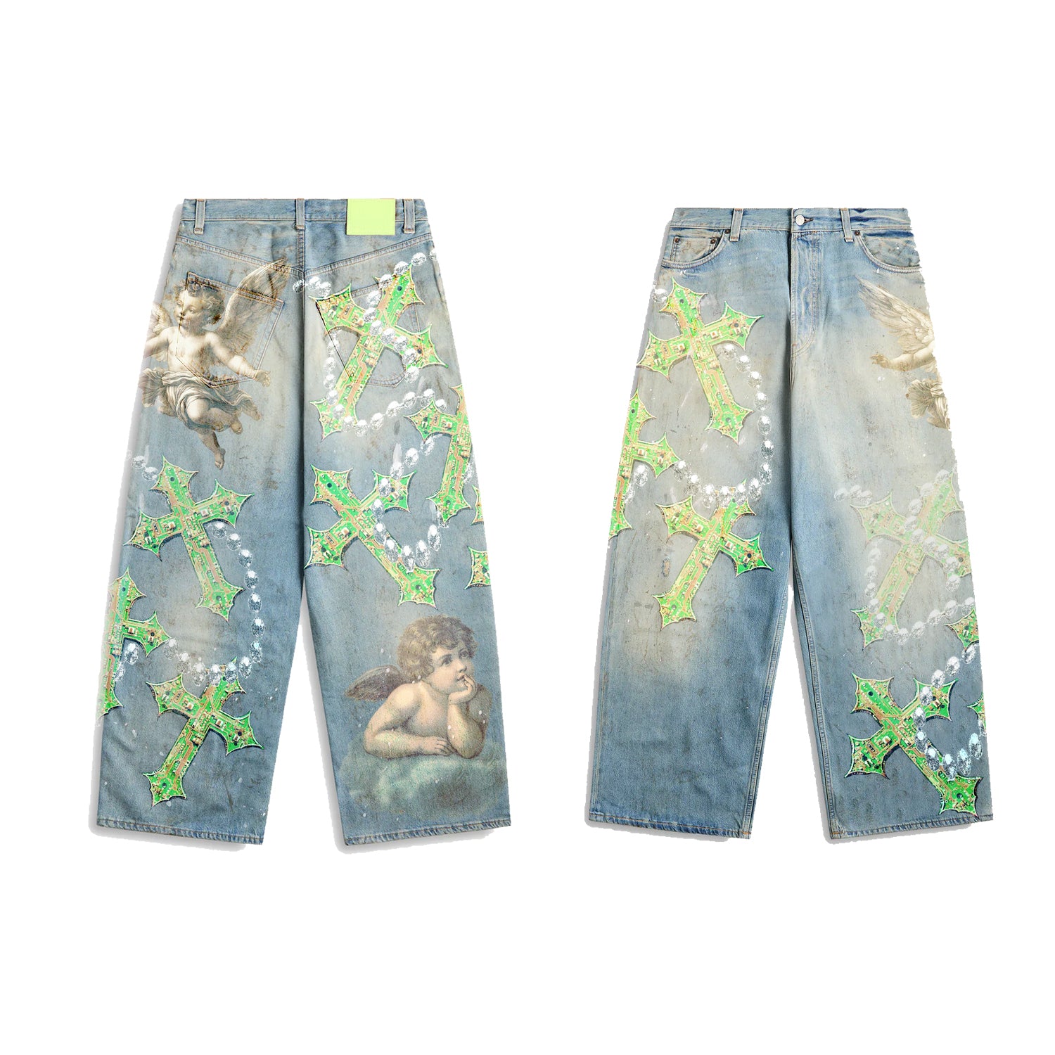 DIGITAL CROSS BAGGY DENIM